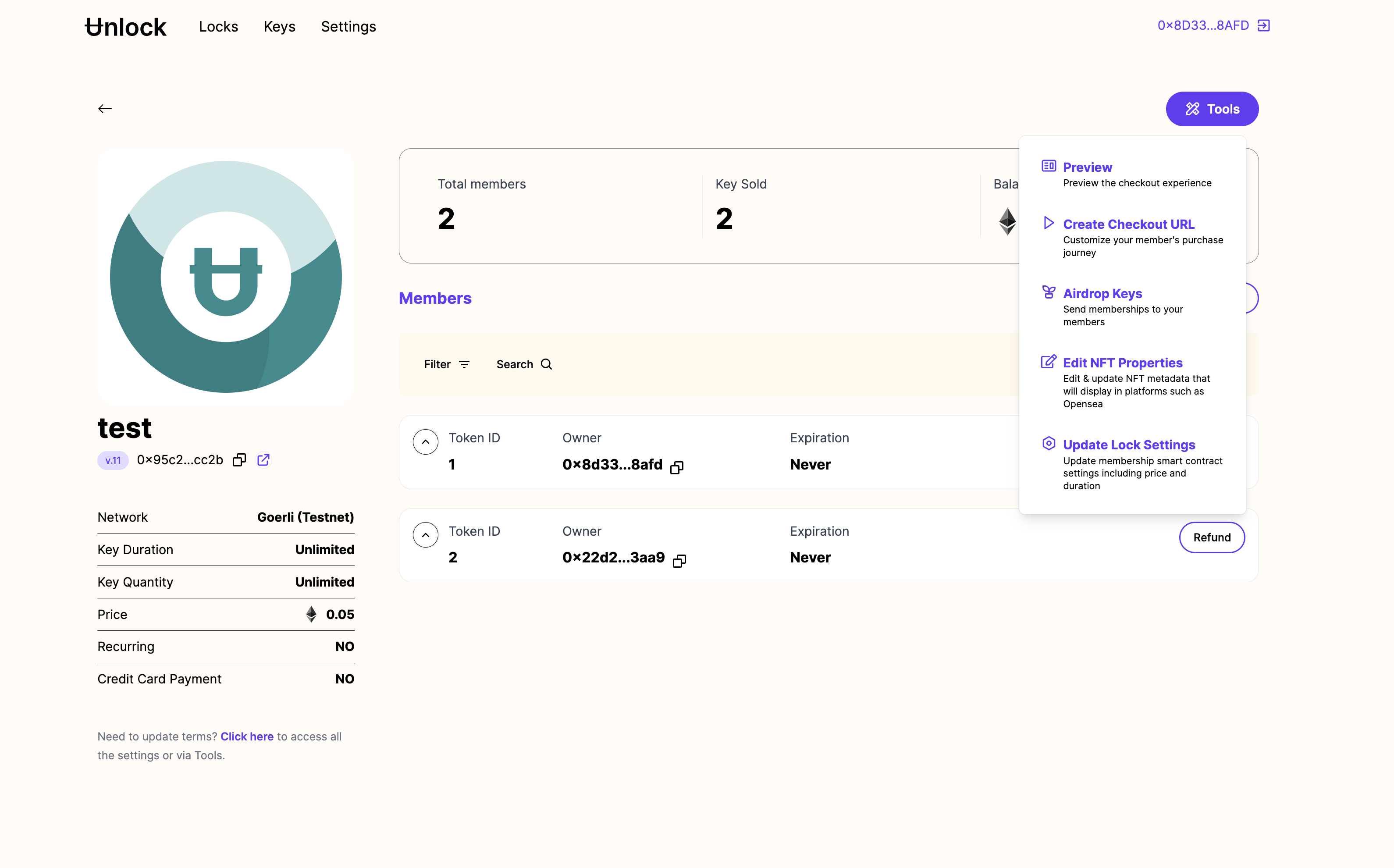 Lock Settings Redesign: Unlock Protocol